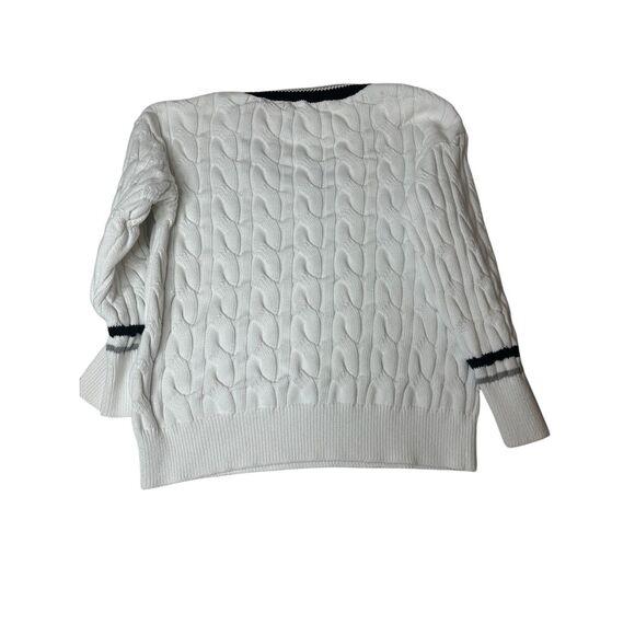 Forever 21 Women's White Chunky Cable Knit V-neck Pullover Sweater Small - Picture 2 of 4